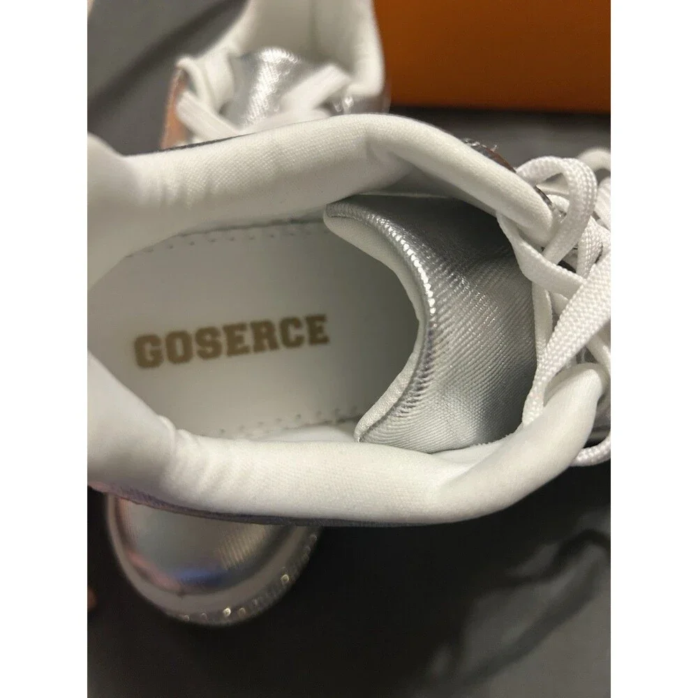 GOSERCE Silver White Rhinestone Comfort Casual Tennis Shoe Sneaker Womens Size 7